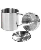 Oggi 1 Qt Stainless Steel Grease Container with Handle and Removable Strainer