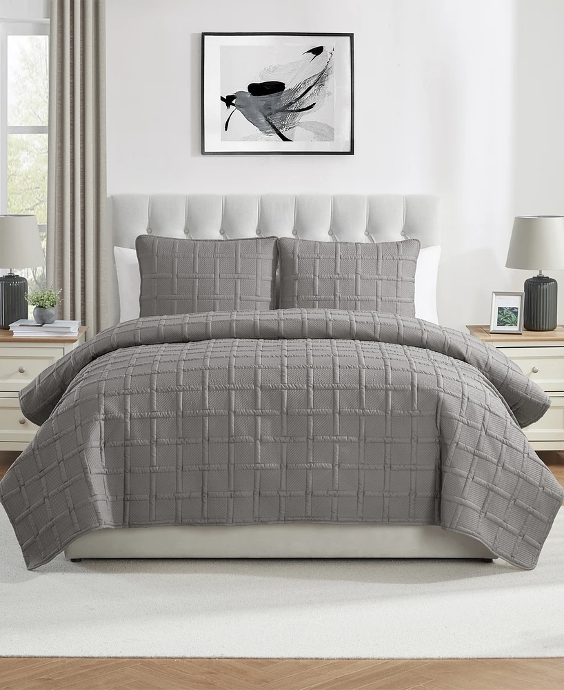 Vcny Home Solid Square 3-Piece Quilt Set