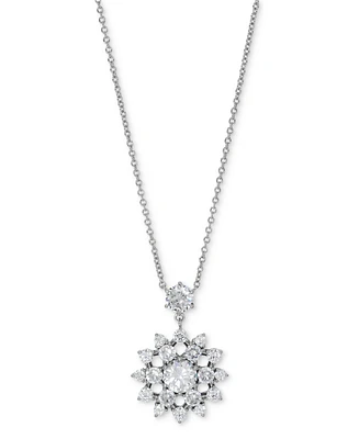 Eliot Danori Cubic Zirconia & Crystal Snowflake Pendant Necklace, 16" + 2" extender, Created for Macy's