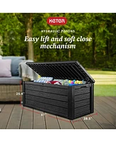 Keter Westwood 150 Gallon Plastic Outdoor Furniture Storage Deck Box, Dark Gray