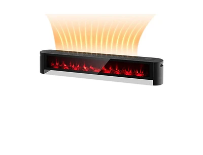 Slickblue 1400W Electric Baseboard Heater with Realistic Multicolor Flame-Black