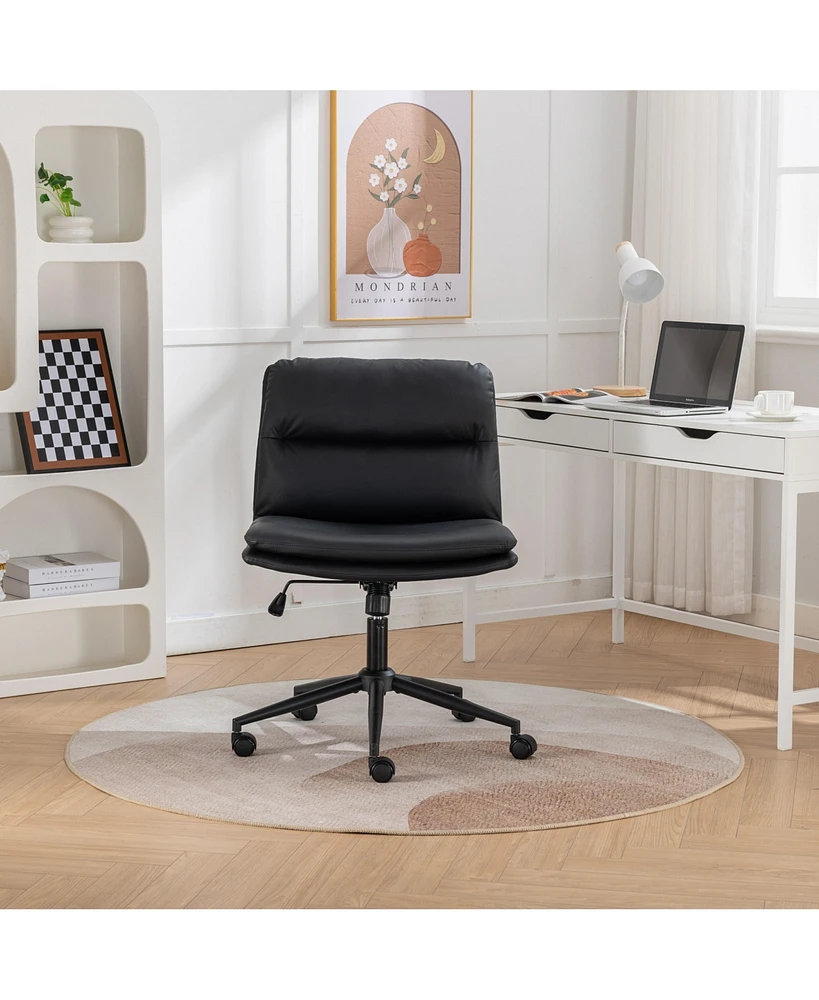 Simplie Fun Adjustable and Swivel Criss-Cross Office Chair with Wide Seat