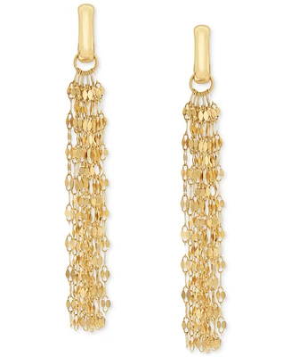 Mirror Chain Multi-Strand Linear Drop Earrings in 10k Gold