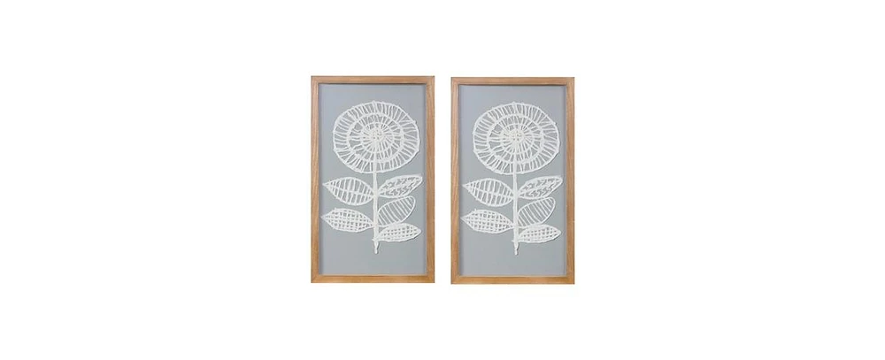 Slickblue Framed Paper Mache Flower Wall Art (Set of 2)