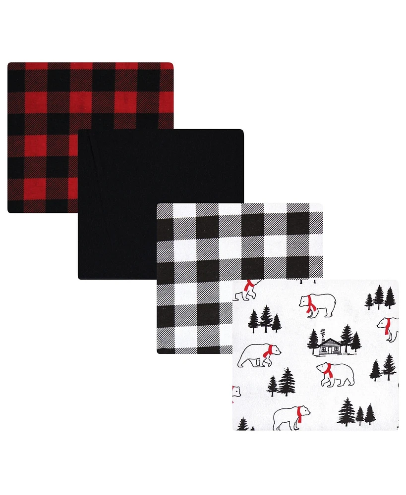 Hudson Baby Infant Boy Cotton Flannel Receiving Blankets, Buffalo Plaid Bear, One Size