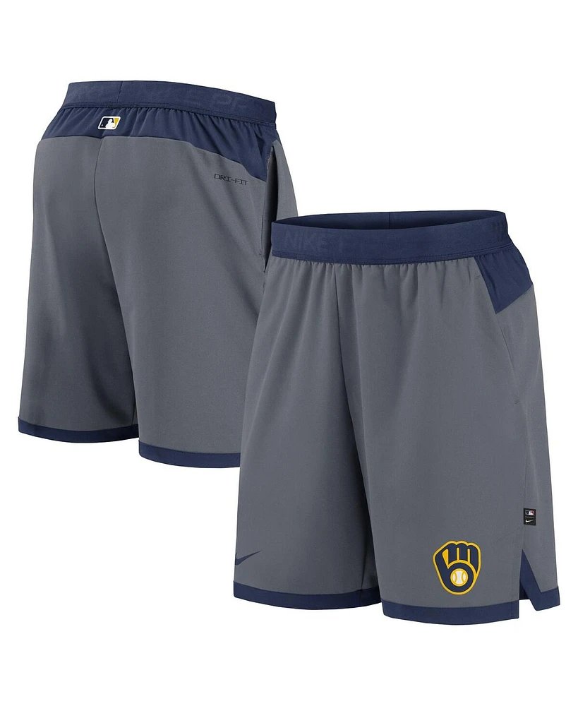 Nike Men's Gray Milwaukee Brewers Authentic Collection Flex Vent Performance Shorts