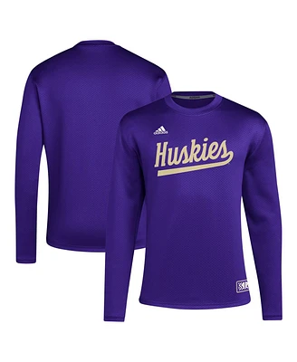 Adidas Men's Purple Washington Huskies Reverse Retro Baseball Script Pullover Sweatshirt