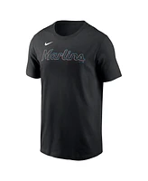 Nike Men's Black Miami Marlins Fuse Wordmark T-Shirt