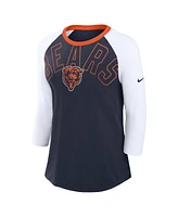 Nike Women's Navy/White Chicago Bears Knockout Arch Raglan Tri-Blend 3/4-Sleeve T-Shirt