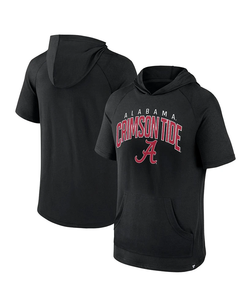 Fanatics Men's Black Alabama Crimson Tide Double Arch Raglan Short Sleeve Hoodie T-Shirt