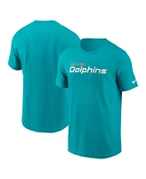 Nike Men's Aqua Miami Dolphins Primetime Wordmark Essential T-Shirt