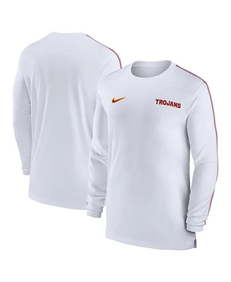 Nike Men's White Usc Trojans 2024 Sideline Coach Uv Performance Long Sleeve T-Shirt