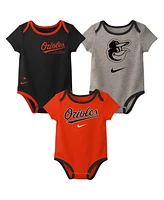 Nike Baby Boys and Girls Baltimore Orioles Authentic Collection Three-Pack Bodysuit Set