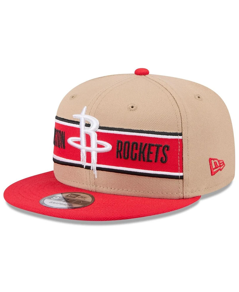 New Era Men's Tan/Red Houston Rockets 2024 Nba Draft 9FIFTY Snapback Hat