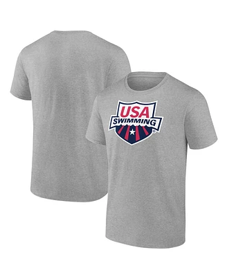 Fanatics Men's Heather Gray Usa Swimming Primary Logo T-Shirt