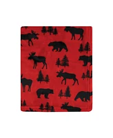 Hudson Baby Unisex Baby Silky Plush and Coral Fleece Blanket, Red Moose Bear, 30x36 inches