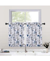 Caromio Watercolor Floral Kitchen Tier Window Curtain Pair