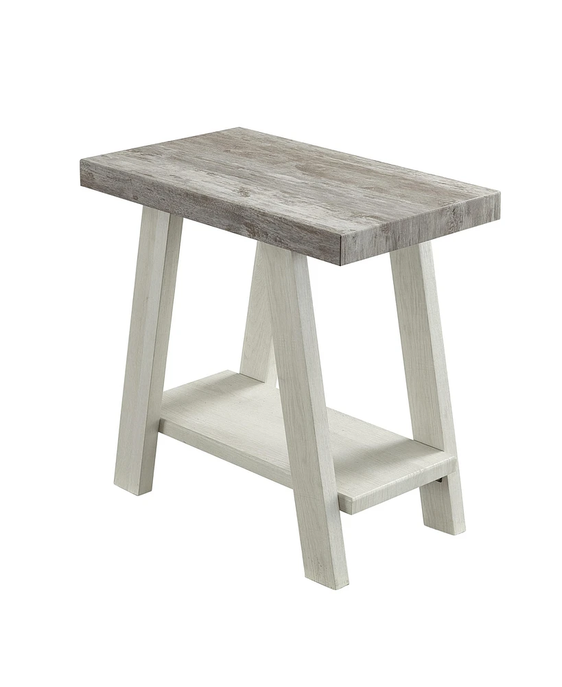 Streamdale Furniture Two-Tone Wood Shelf Side Table in Weathered Gray and Beige