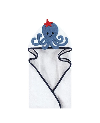 Hudson Baby Infant Boy Cotton Animal Face Hooded Towel, Octopus, One Size