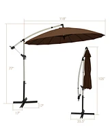 Gymax 10FT Patio Offset Hanging Umbrella Cantilever w/ Tilt Adjustment Burgundy