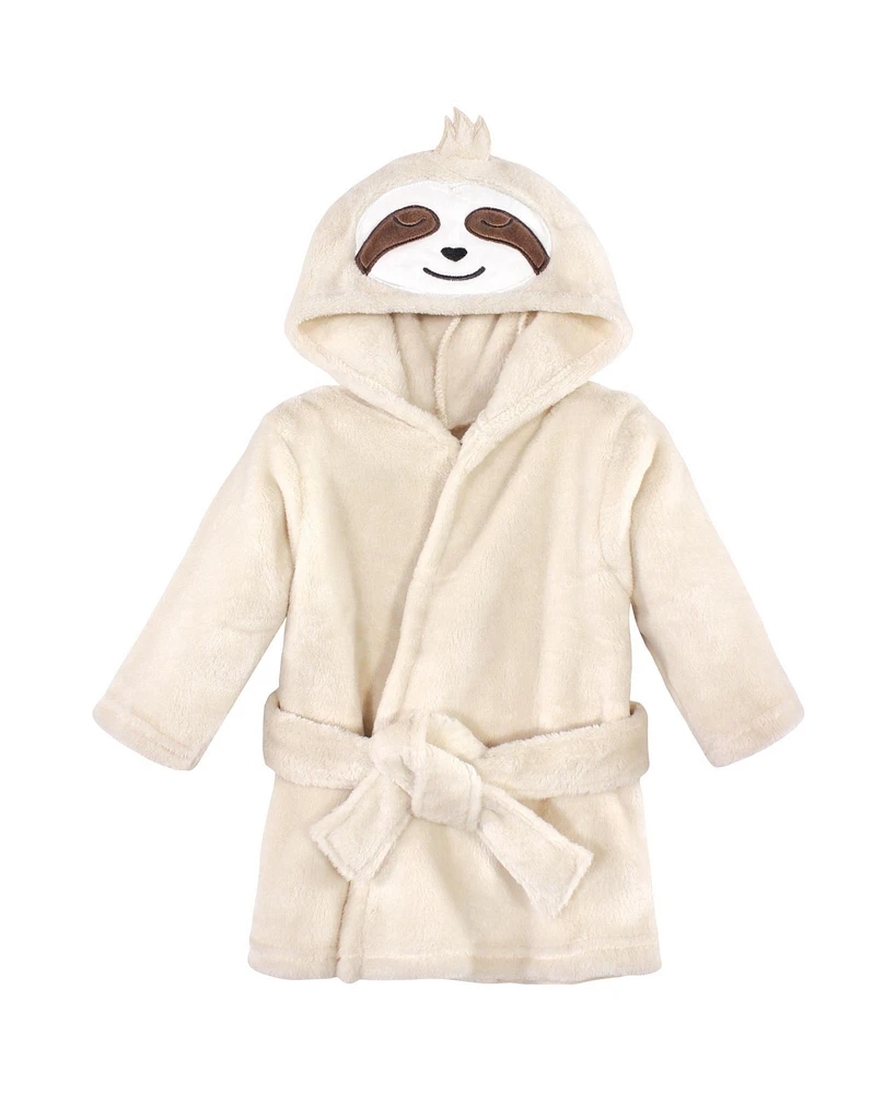 Hudson Baby Baby Boys Unisex Plush Animal Face Bathrobe, Sloth, 0-9 Months