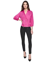 Karl Lagerfeld Paris Women's Double-Breasted Satin Top