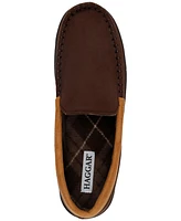 Haggar Men's Indoor/Outdoor Microsuede Venetian Slipper with Plaid Fleece Lining