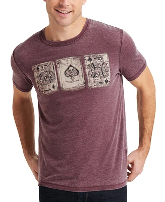 Lucky Brand Men's Poker Cards Short Sleeve T-Shirt, Port Royle Burnout