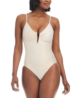 Bar Iii Women's V-Wire Plunge-Neck One-Piece Swimsuit, Created for Macy's