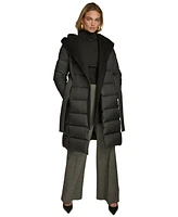 Donna Karan New York Women's Belted Hooded Puffer Coat