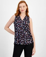 Anne Klein Women's Printed Sleeveless V-Neck Shell Top