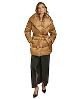 Donna Karan New York Women's Belted Wing-Collar Teddy Coat, Created for Macy's