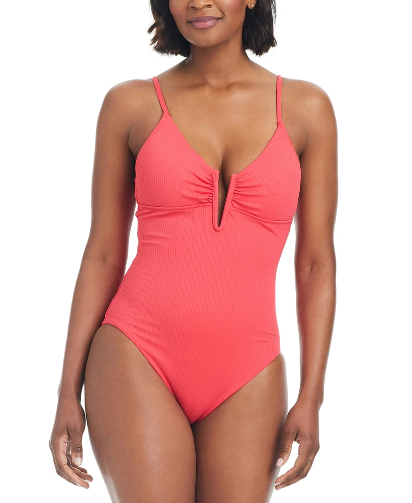 Bar Iii Women's V-Wire Plunge-Neck One-Piece Swimsuit