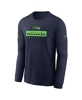 Nike Men's College Navy Seattle Seahawks Sideline Performance Long Sleeve T-Shirt