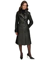 Donna Karan New York Women's Belted Leather Trench Coat