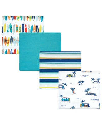 Hudson Baby Infant Boy Cotton Flannel Receiving Blankets, Surfer Dude, One Size