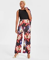 I.n.c. International Concepts Women's High-Rise Printed Satin Wide-Leg Pants, Created for Macy's