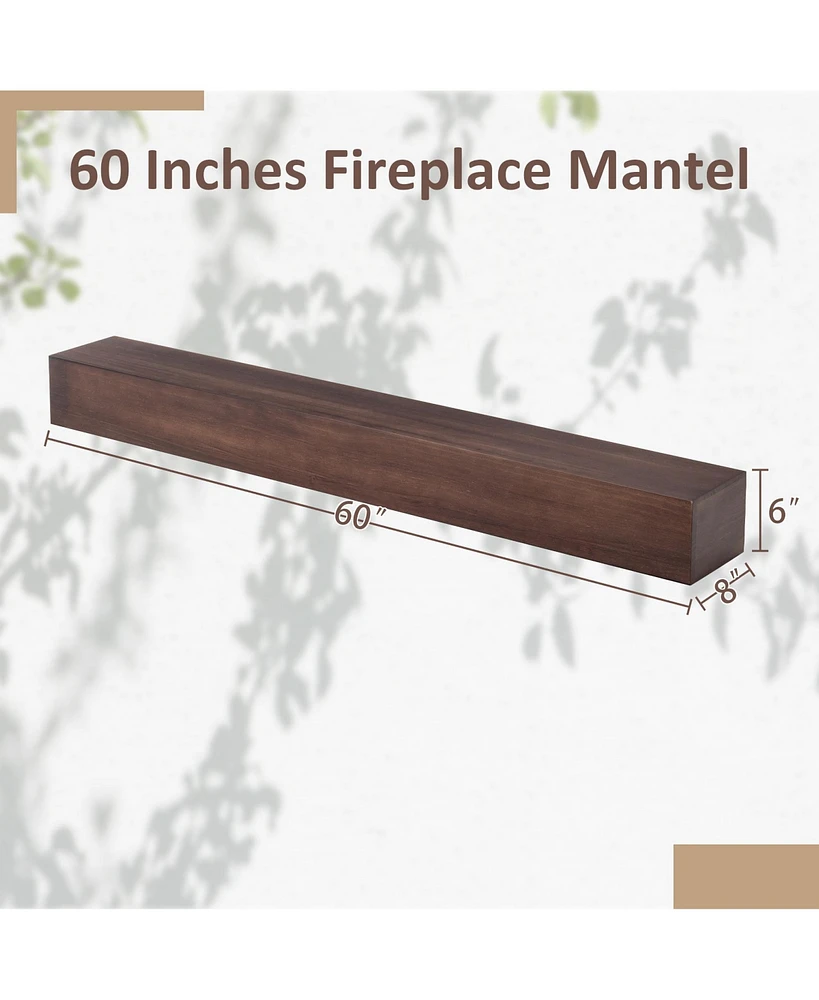 Simplie Fun Rustic Country Pine Wood Fireplace Mantel Shelf