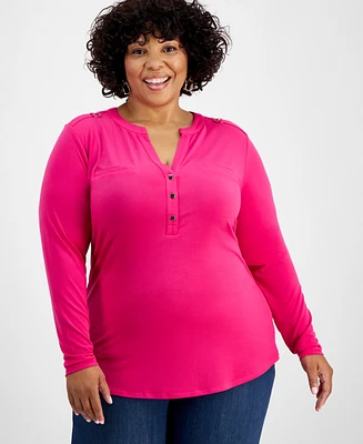 I.n.c. International Concepts Plus Size Long-Sleeve Top, Created for Macy's