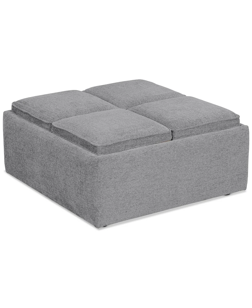 Nycolle Fabric Ottoman with Reversible Trays, Created for Macy's