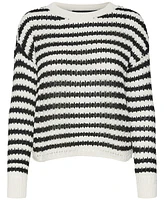 Vero Moda Women's Spring Striped Crochet Pullover Sweater