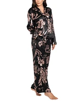 Midnight Bakery Women's 2-Pc. Floral Hammered Satin Pajamas Set