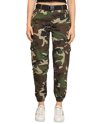 Madden Girl Juniors' Camo Belted Cargo Pants