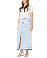 Celebrity Pink Juniors' Raw-Hem Denim Maxi Skirt