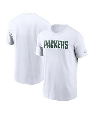 Nike Men's White Green Bay Packers Primetime Wordmark Essential T-Shirt