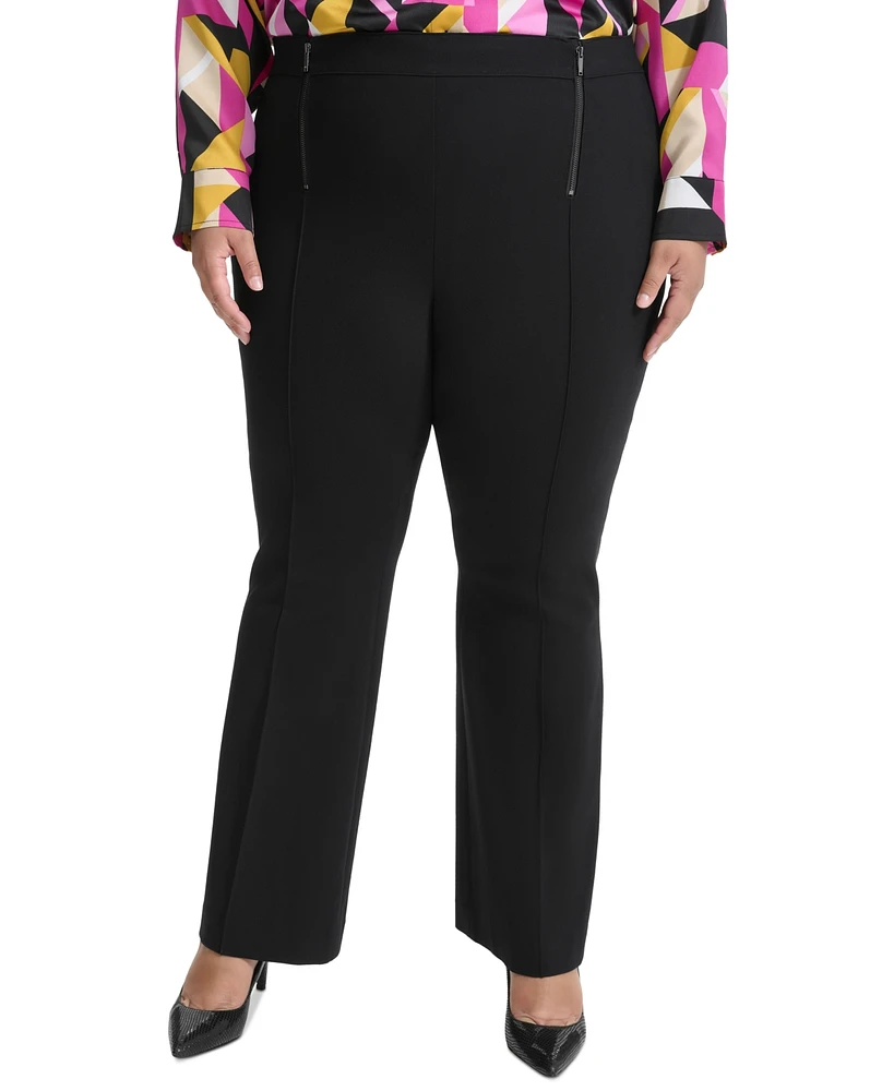 Karl Lagerfeld Paris Plus High Rise Zip Front Ponte Pants, Created for Macy's