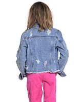 With Jules Big Girls Cotton Cropped Denim Jacket