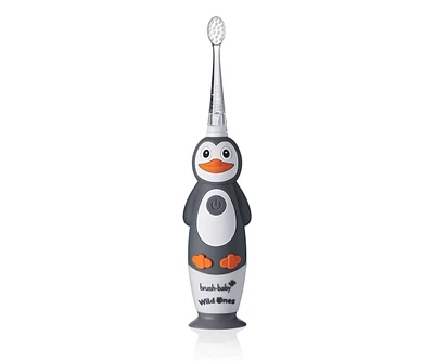 Brush-Baby WildOnes Penguin Kids Electric Rechargeable Toothbrush | Childrens Electric Toothbrush | Animal Character Toothbrush