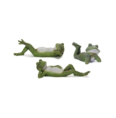 Slickblue Lounging Garden Frog Figurine (Set of 3)