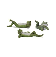 Slickblue Lounging Garden Frog Figurine (Set of 3)